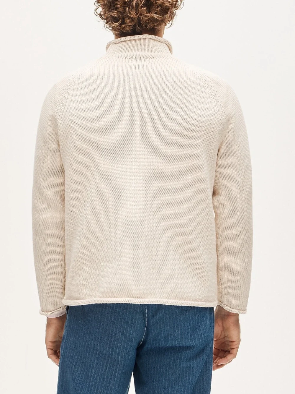J. Crew Men’s 1988 Rollneck Sweater in Mountain White Cream Cotton Size Medium